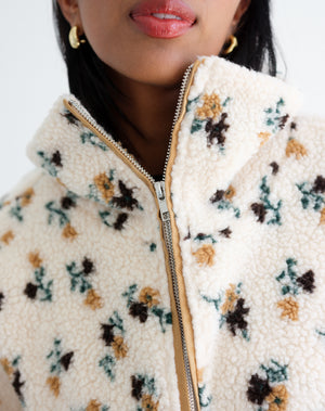 Floral Sherpa Jacket - Brown W/Cream | BTL