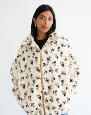 Floral Sherpa Jacket - Brown W/Cream | BTL