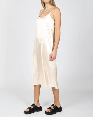 The "HELENA" Silk Maxi Slip Dress | Almond Milk - BTL