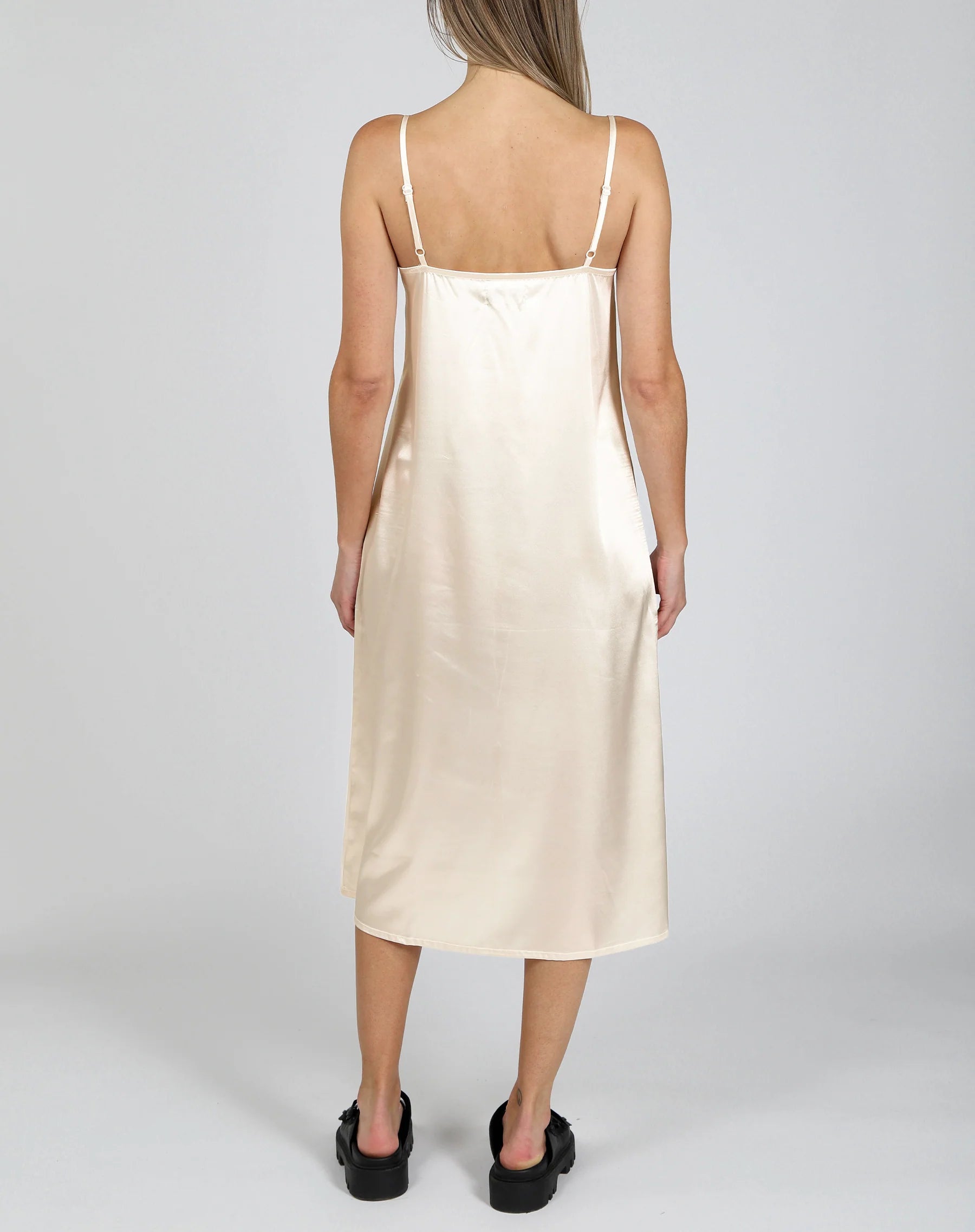 The HELENA Silk Maxi Slip Dress Almond Milk BTL Belle s Boutique Muskoka