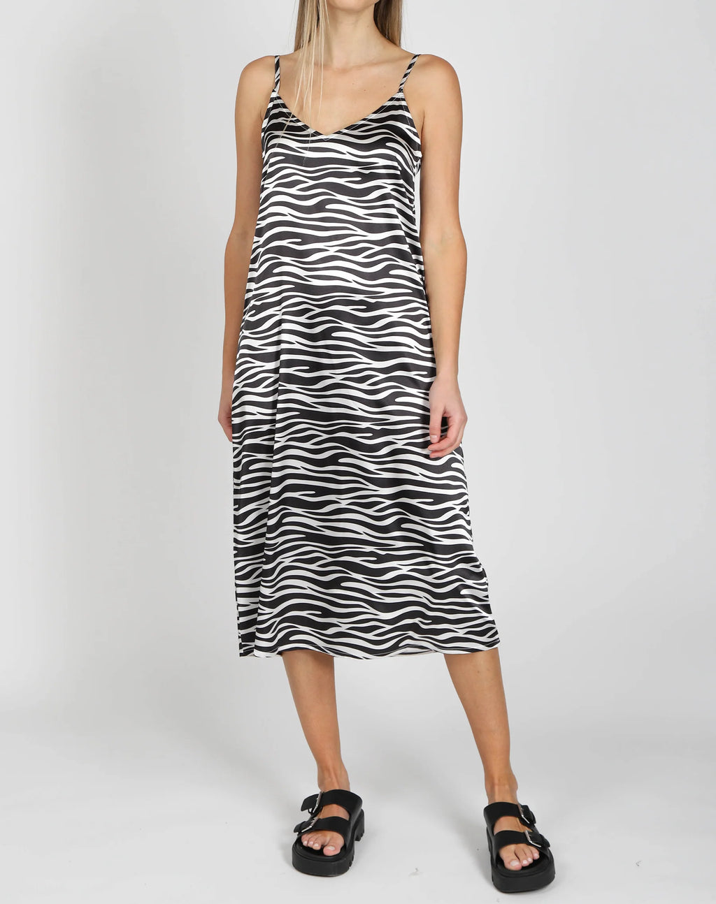 The "HELENA" Silk Maxi Slip Dress | Zebra - BTL