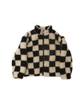 Kids Checkered Sherpa Jacket - Black & White | BTL