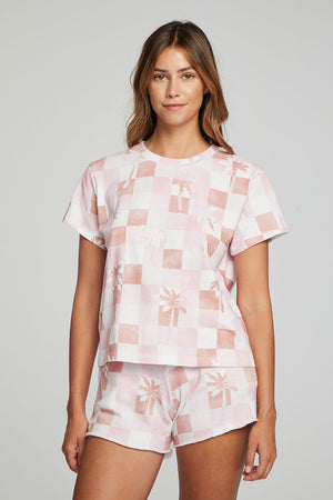 Checkered Palms Print Shorts - Chaser Brand