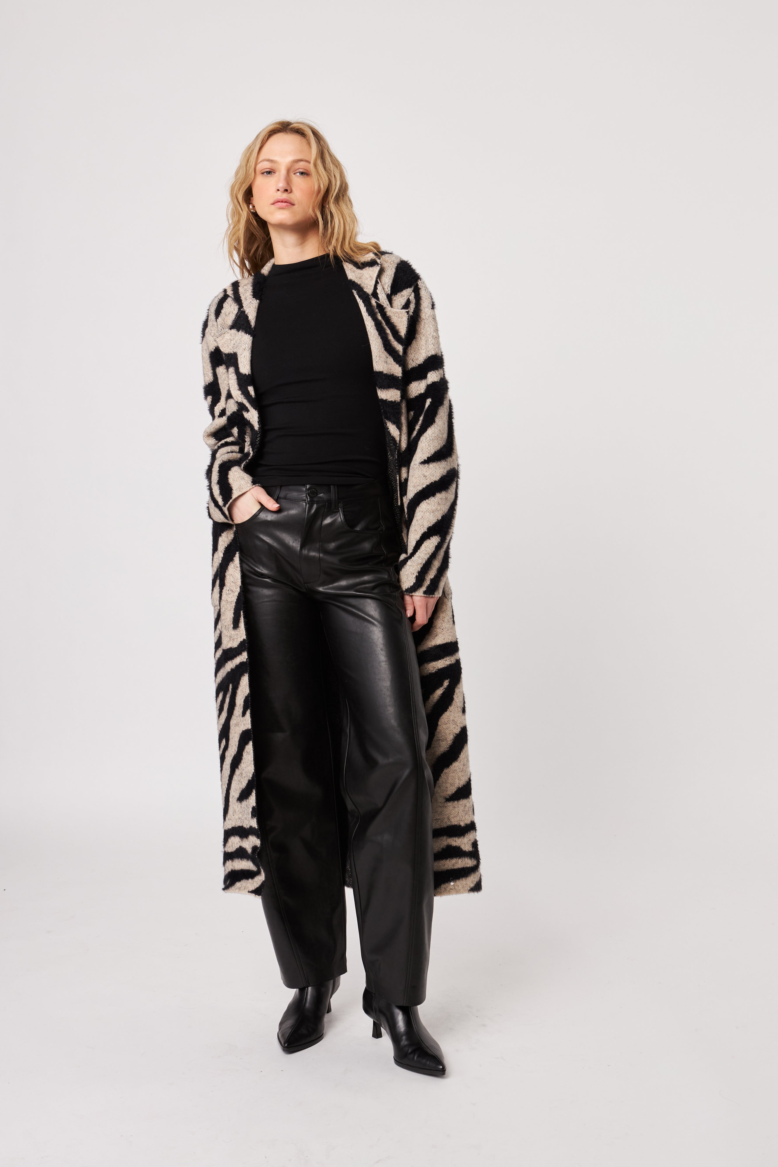 Rashad Long Cardigan - Shadow Zebra | John & Jenn