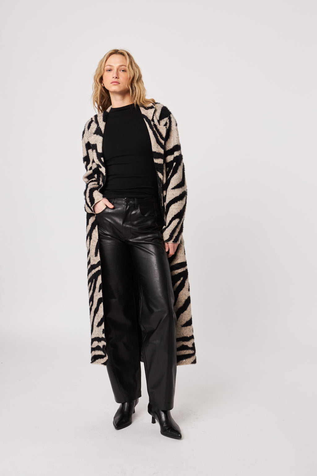 Rashad Long Cardigan - Shadow Zebra | John & Jenn
