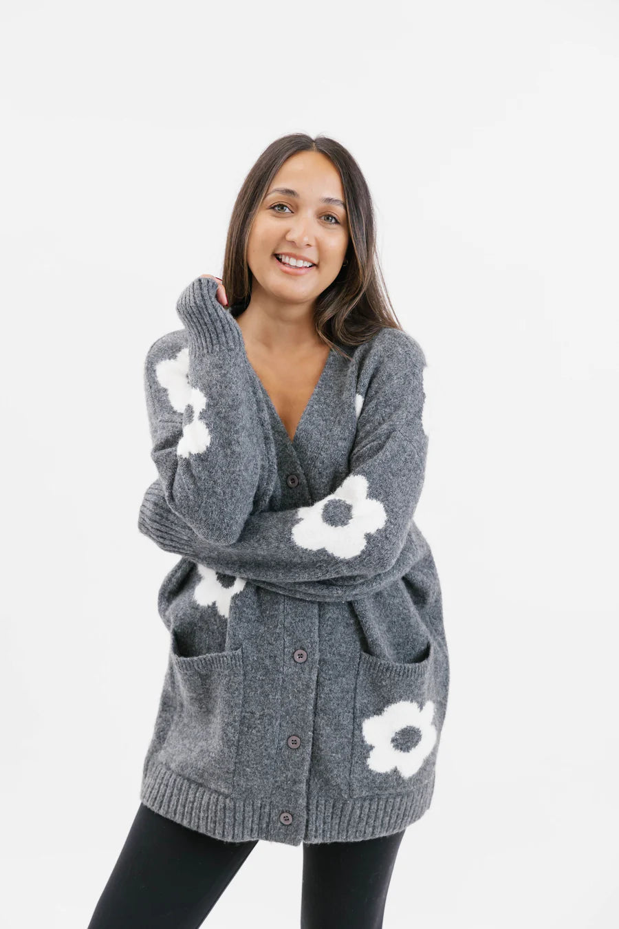 Flora Cardigan - Heather Charcoal Combo | Smash & Tess