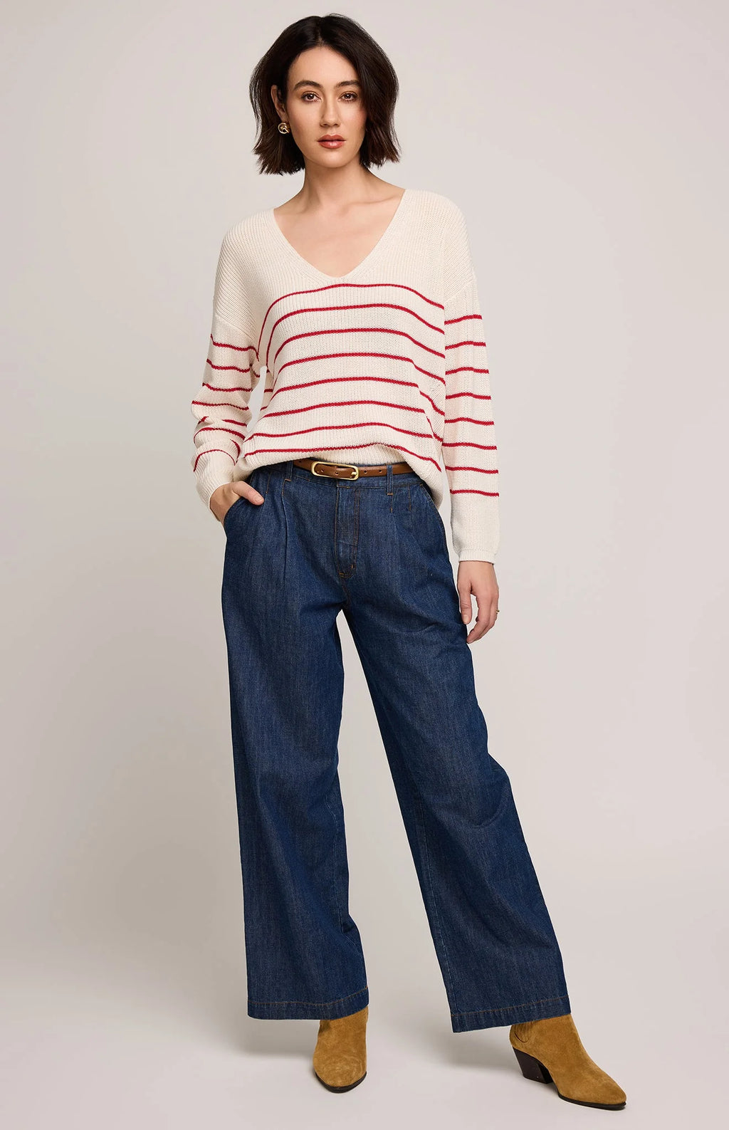 Tucker Pullover Sweater - Red Stripe | Gentle Fawn
