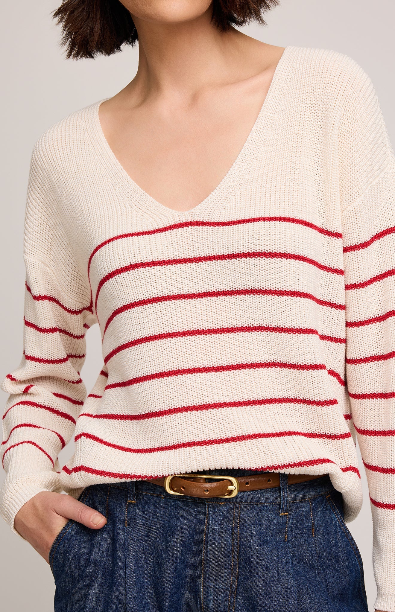 Tucker Pullover Sweater - Red Stripe | Gentle Fawn