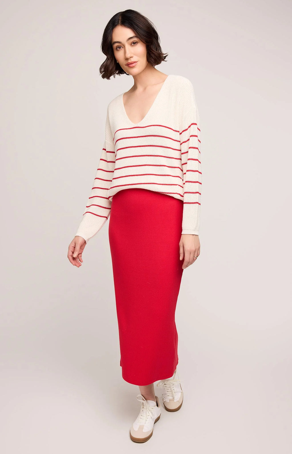 Catalina Midi Skirt - Red | Gentle Fawn