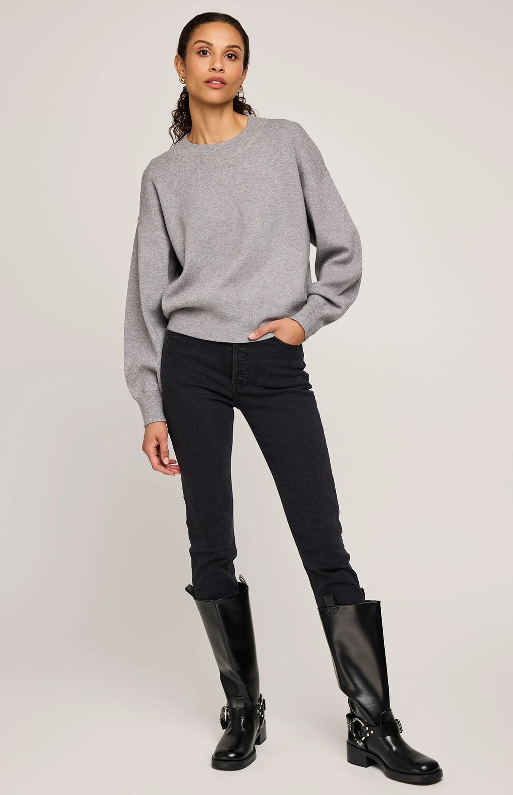 Alfie Crewneck Sweater - Heather Grey | Gentle Fawn