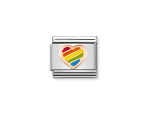 Gold Rainbow Heart - Composable Link | Nomination Italy