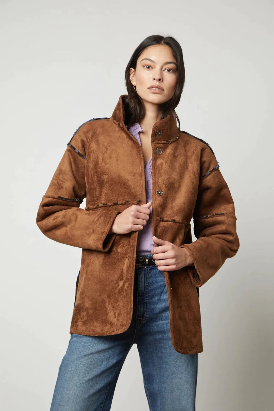 Laila Sherpa Reversible Jacket - Velvet