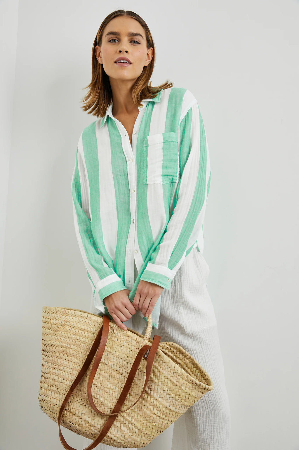 Jaylin Shirt - Jade Stripe | Rails