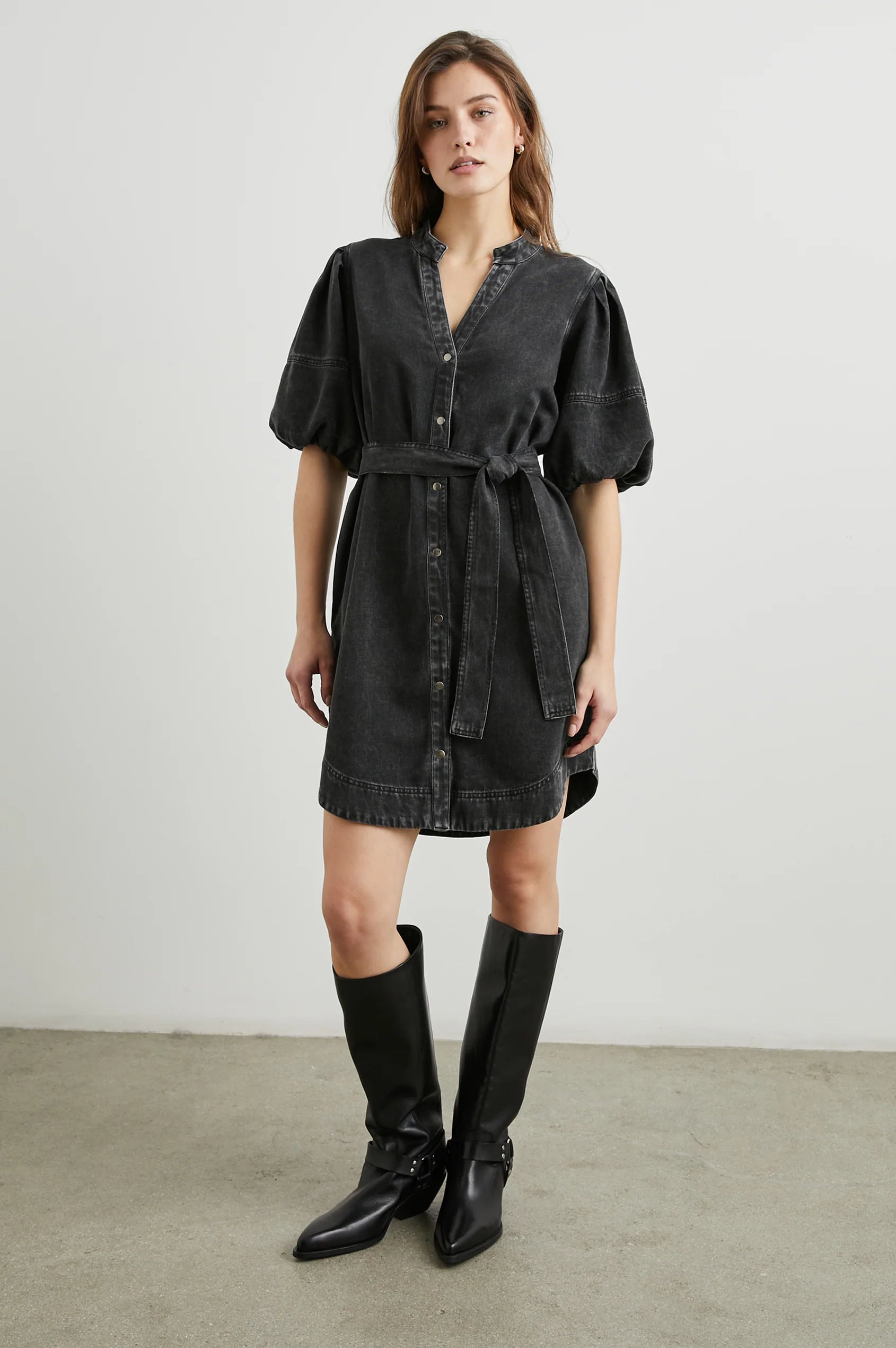 rails black denim dress Rails Ladera Studded Denim Mini Dress