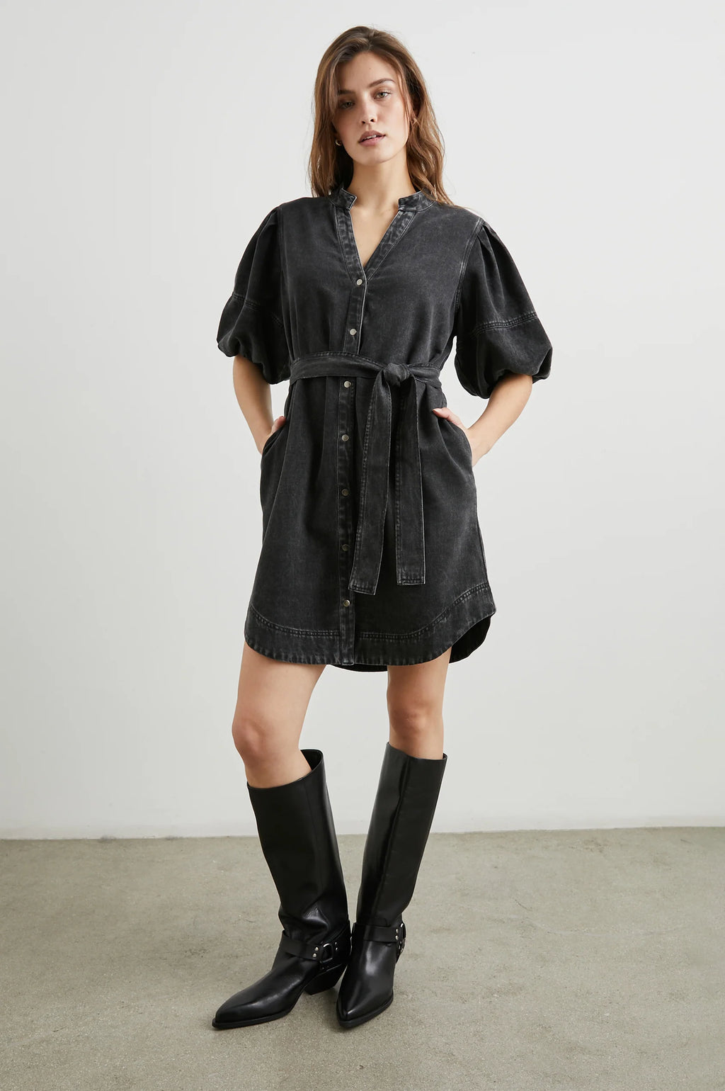 Kingsley Dress - Black Denim | Rails