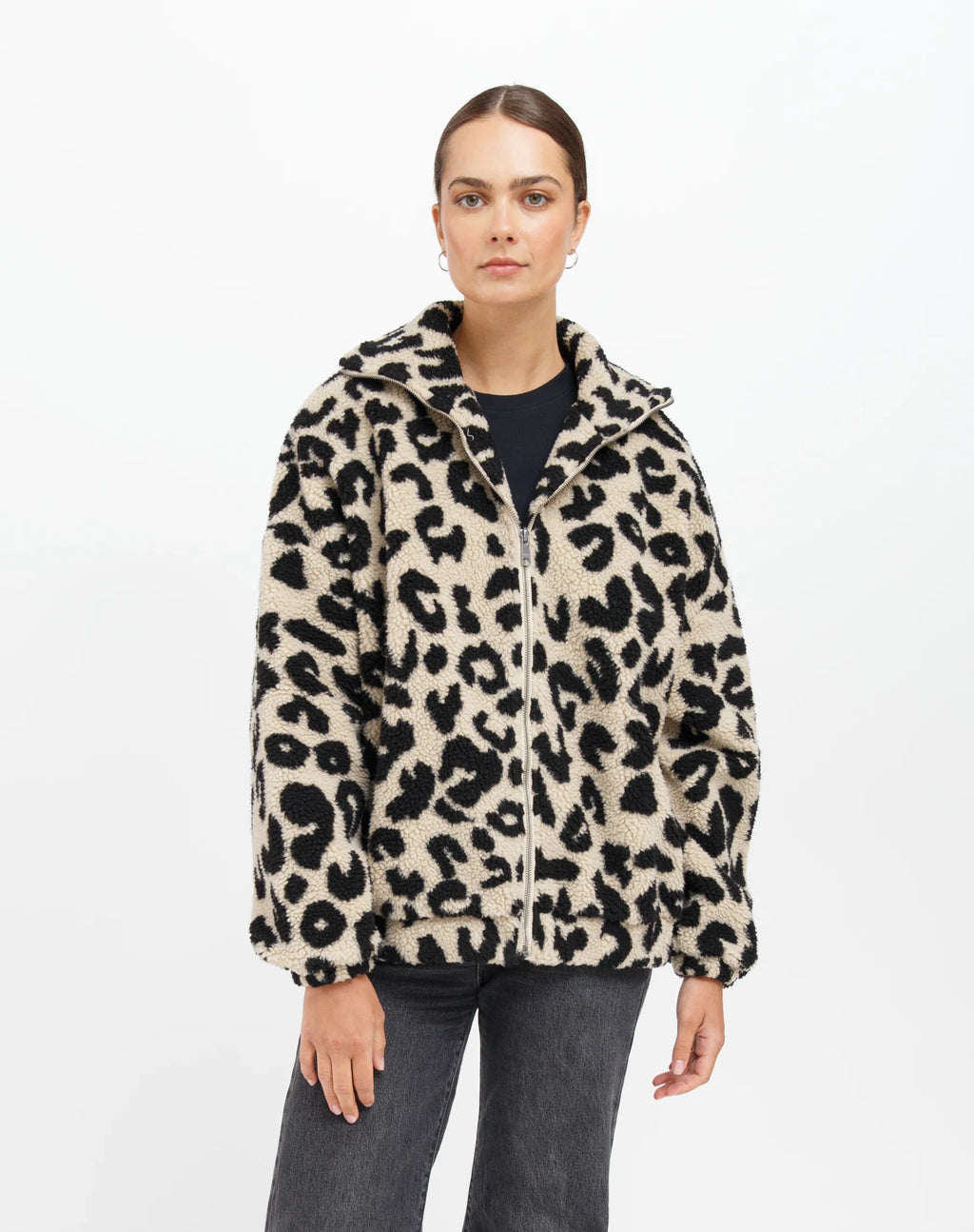 Leopard Sherpa Jacket - Tan | BTL