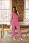 Madison Frill Leg Romper in Orchid Pink | Smash & Tess