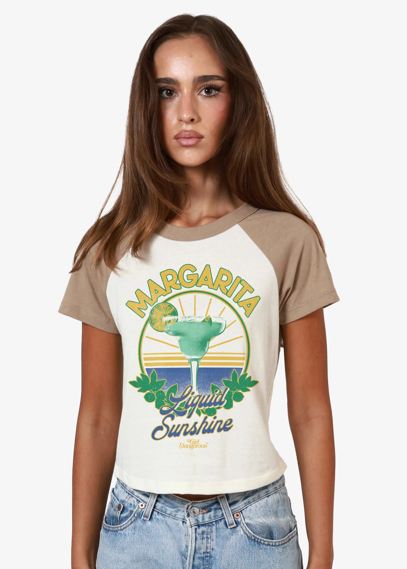 Margarita Liquid Sunshine Bone & Mocha Baby Raglan Tee | Girl Dangerous