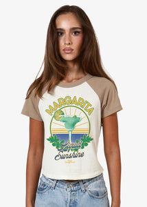 Margarita Liquid Sunshine Bone & Mocha Baby Raglan Tee | Girl Dangerous