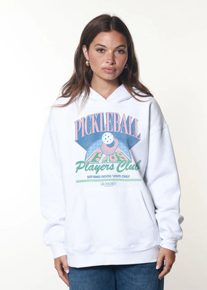 Pickleball Players Club White Oversized Hoodie | Girl Dangerous