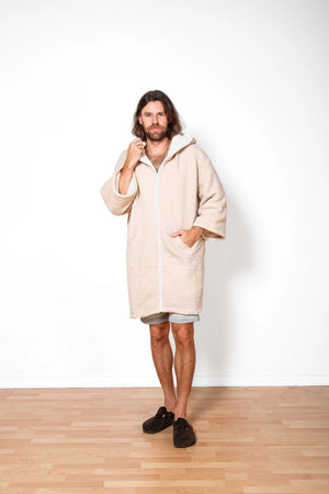 THE POLAR - Unisex Fleece-lined Muslin Zip Poncho | Tofino Towel