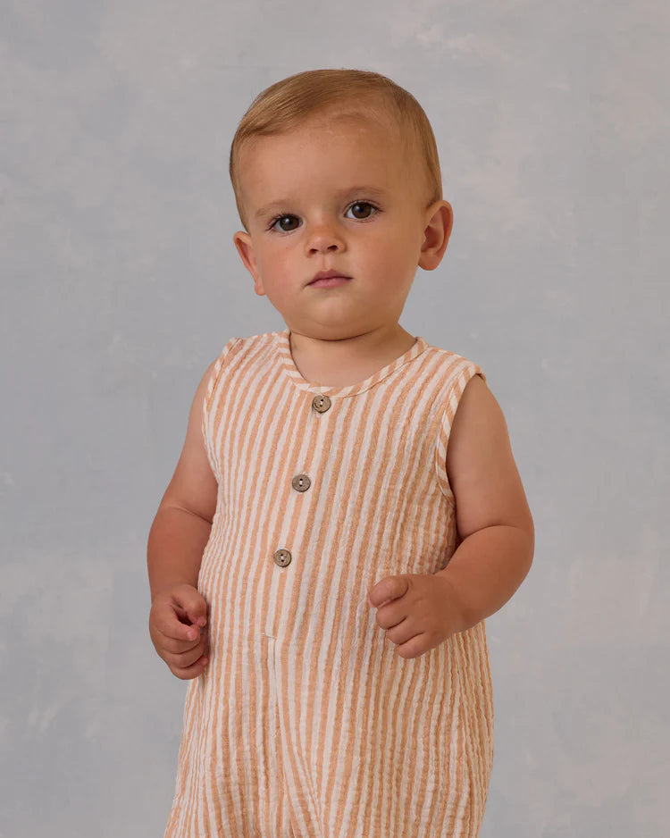 Maverick Romper - Grapefruit Stripe | Rylee & Cru