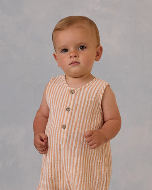 Maverick Romper - Grapefruit Stripe | Rylee & Cru