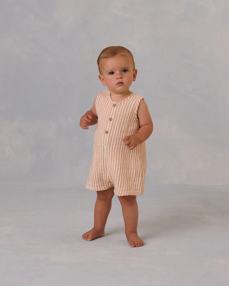 Maverick Romper - Grapefruit Stripe | Rylee & Cru