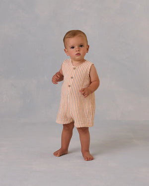 Maverick Romper - Grapefruit Stripe | Rylee & Cru