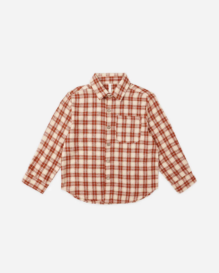 Collared Long Sleeve Shirt - Red Plaid | Rylee & Cru