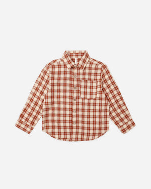 Collared Long Sleeve Shirt - Red Plaid | Rylee & Cru