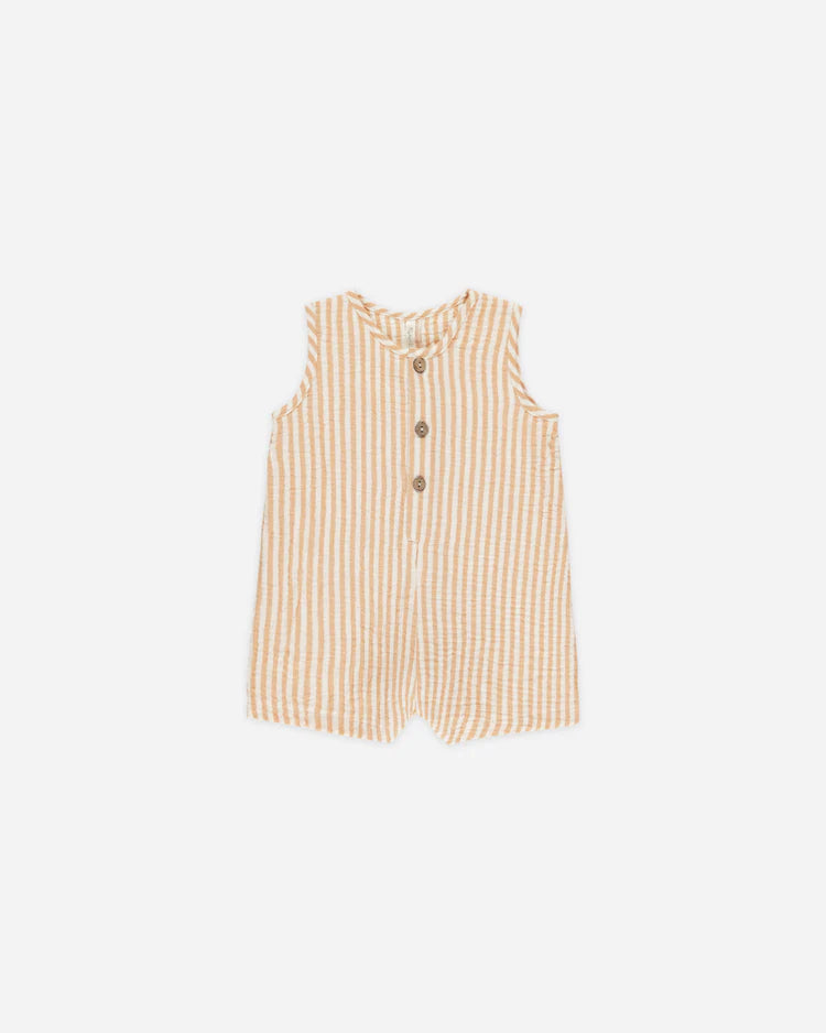 Maverick Romper - Grapefruit Stripe | Rylee & Cru