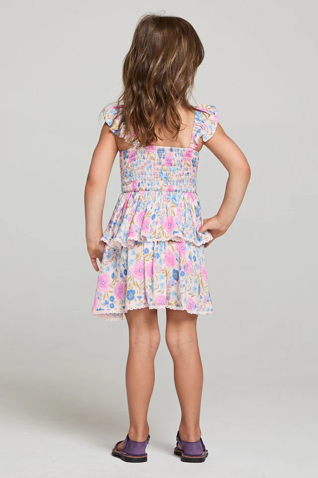Raynbow Mini Dress Girls - Blue Florals | Saltwater Luxe