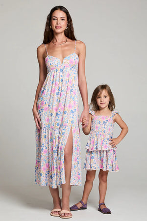 Raynbow Mini Dress Girls - Blue Florals | Saltwater Luxe