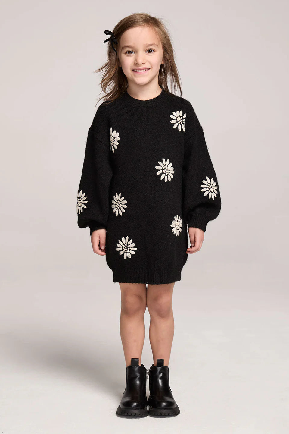 Blossom Sweater Dress - Black | Saltwater Luxe