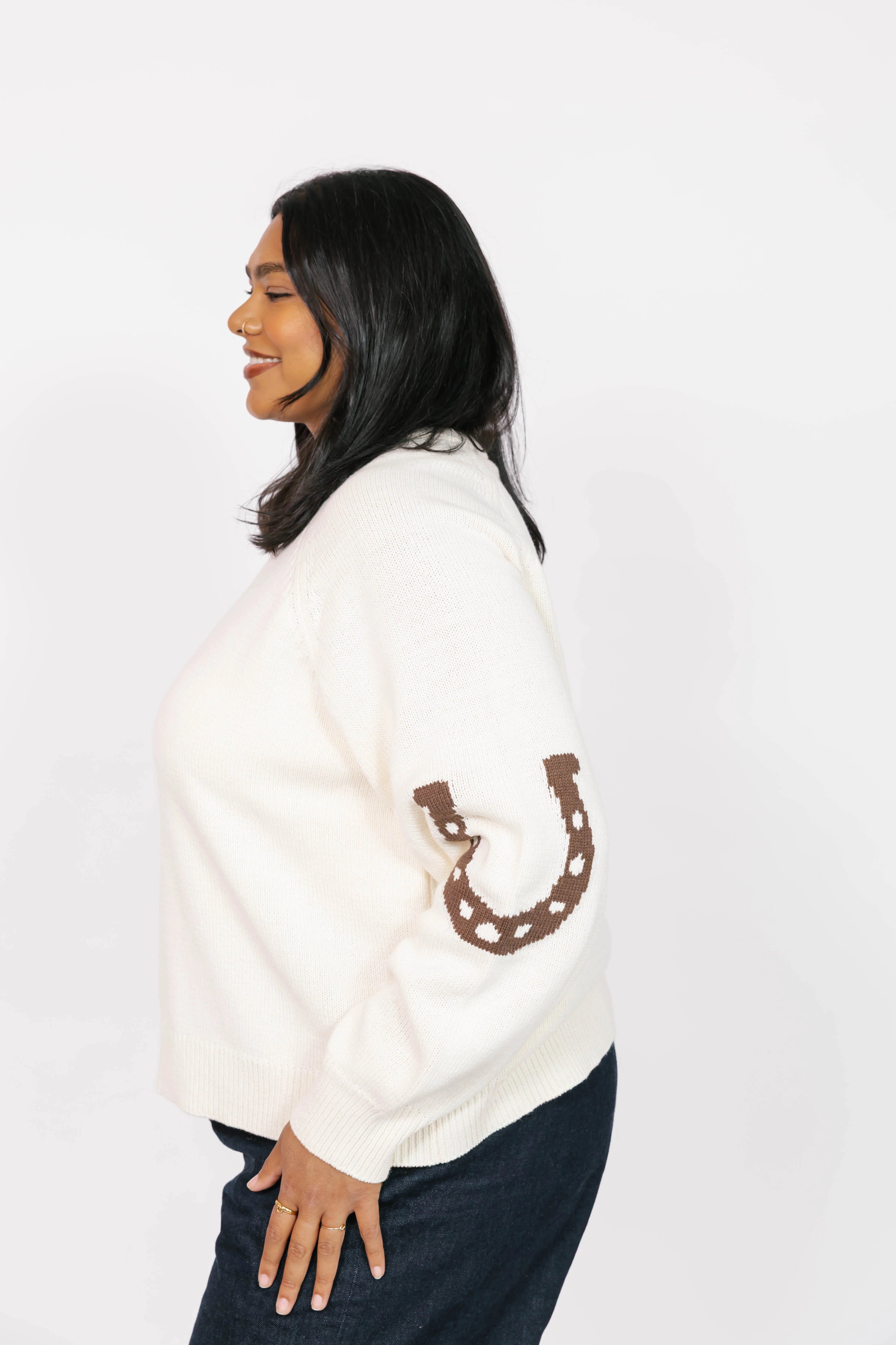 Yeehaw Sweater in Cream/Brown | Smash & Tess