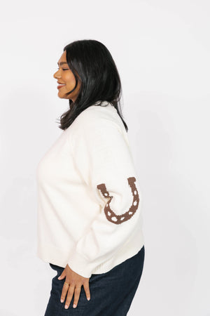 Yeehaw Sweater in Cream/Brown | Smash & Tess