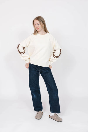 Yeehaw Sweater in Cream/Brown | Smash & Tess