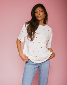 All Over Tiny Heart Oversized Tee - Red Heart | BTL