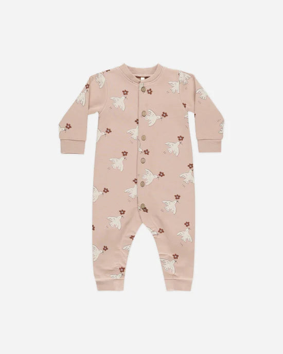 Button Down Jumpsuit - Doves | Rylee & Cru