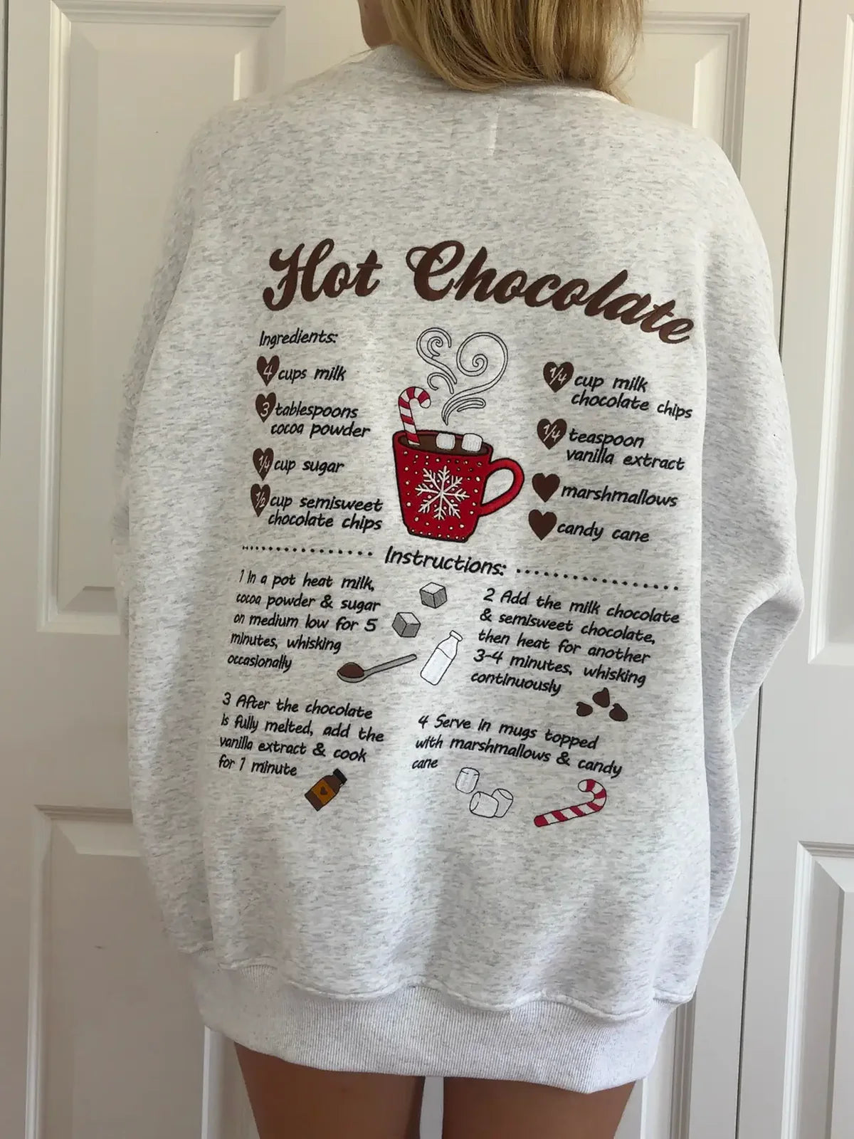 Hot Chocolate Recipe Sweater | Pearl Grey