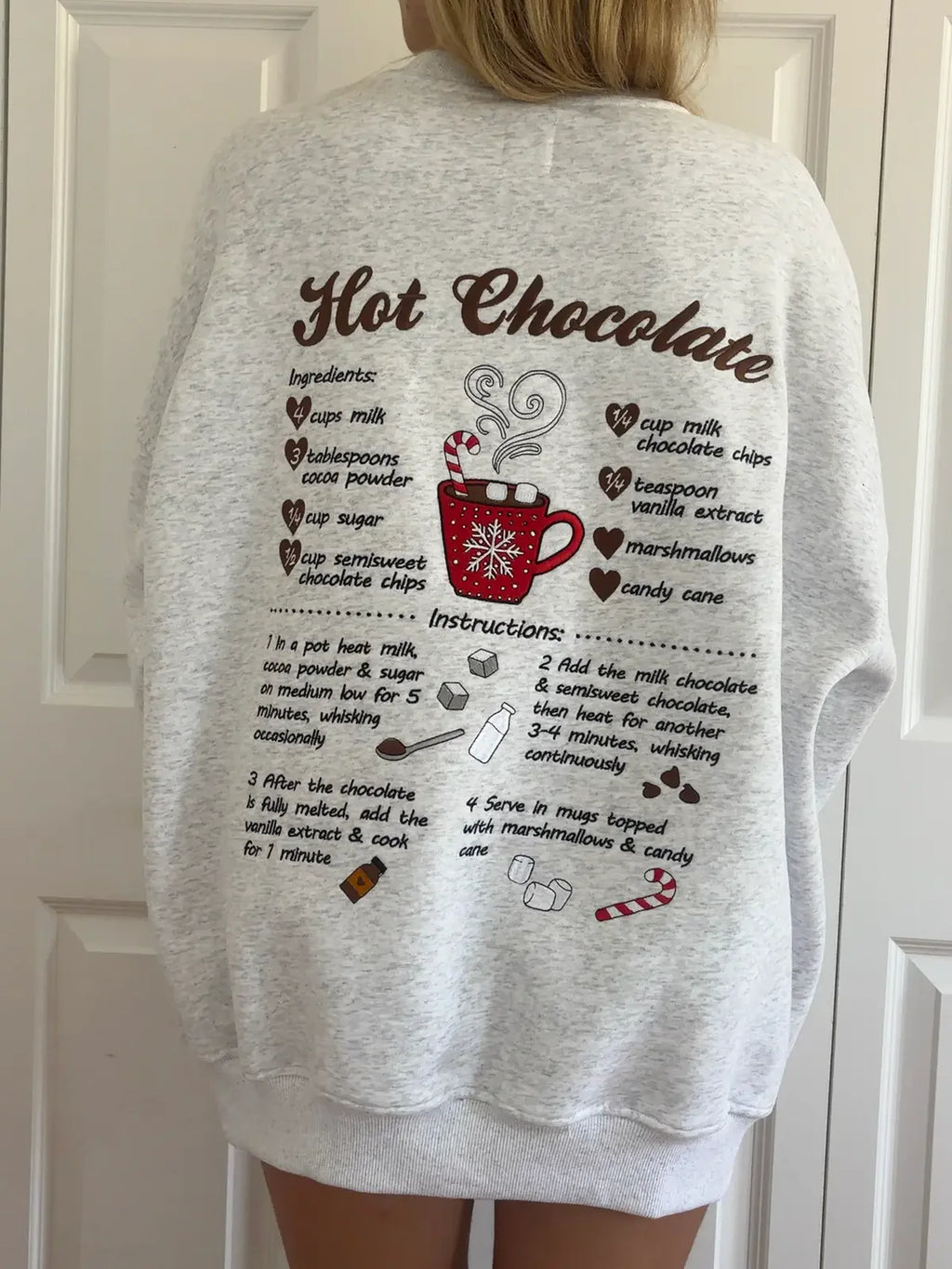 Hot Chocolate Recipe Sweater | Pearl Grey