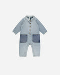 Collared Baby Jumpsuit - Light Washed Denim | Rylee & Cru