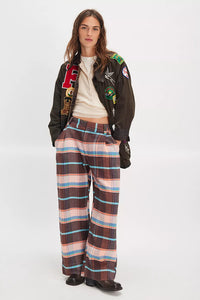 Back Buckle Plaid Trousers | Free People