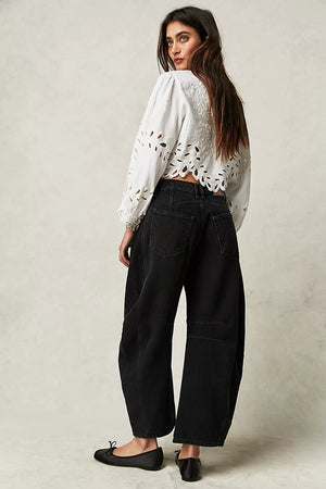 Good Luck Mid-Rise Barrel Jeans - Soundwave | Free People