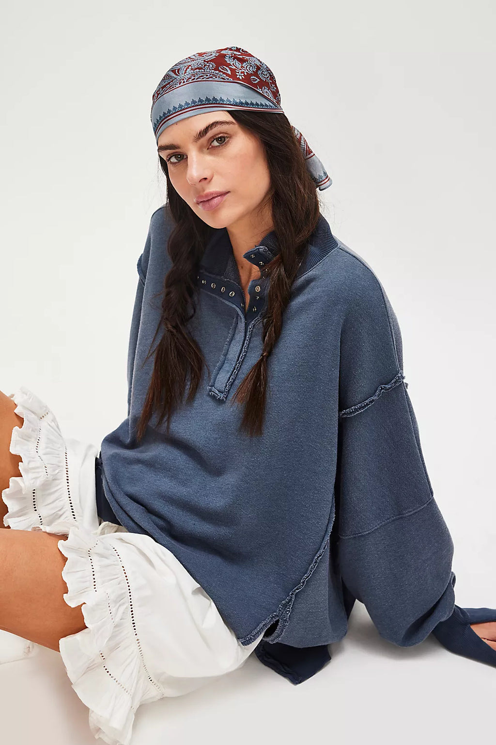 Camden Henley Sweatshirt - Navy | Free People