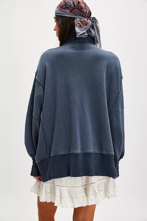 Camden Henley Sweatshirt - Navy | Free People