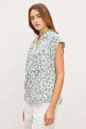 Paulette Floral Button Front Top | Velvet