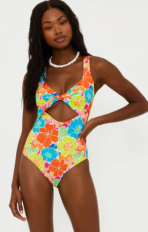 Tyler One Piece Neon Blooms Waffle | Beach Riot