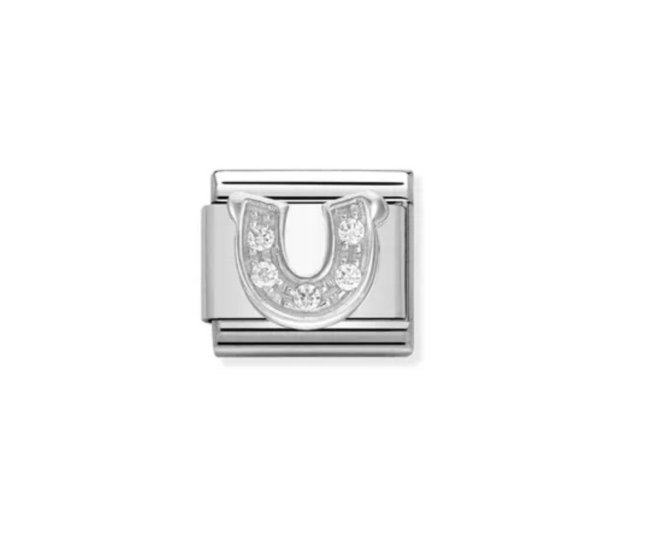 Silver Horseshoe With Sparkle - Composable Link | Nomination Italy
